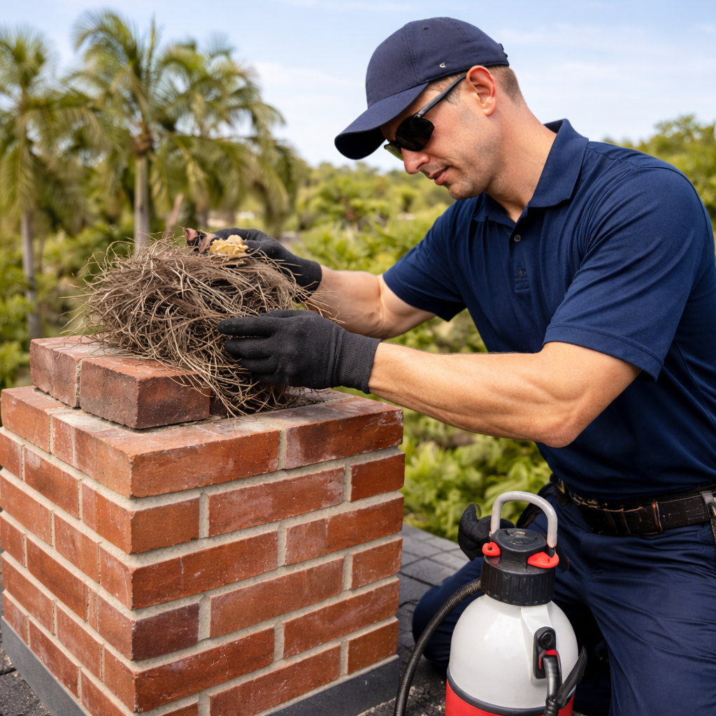 Animal removal from chimney